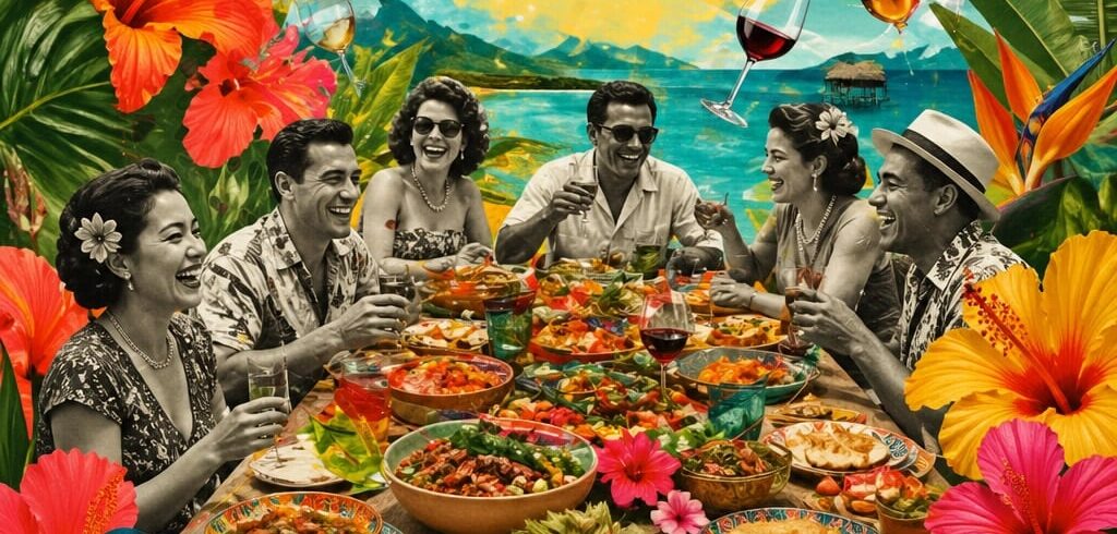 A shared long-lunch setting at Papaya Loco in Vanuatu